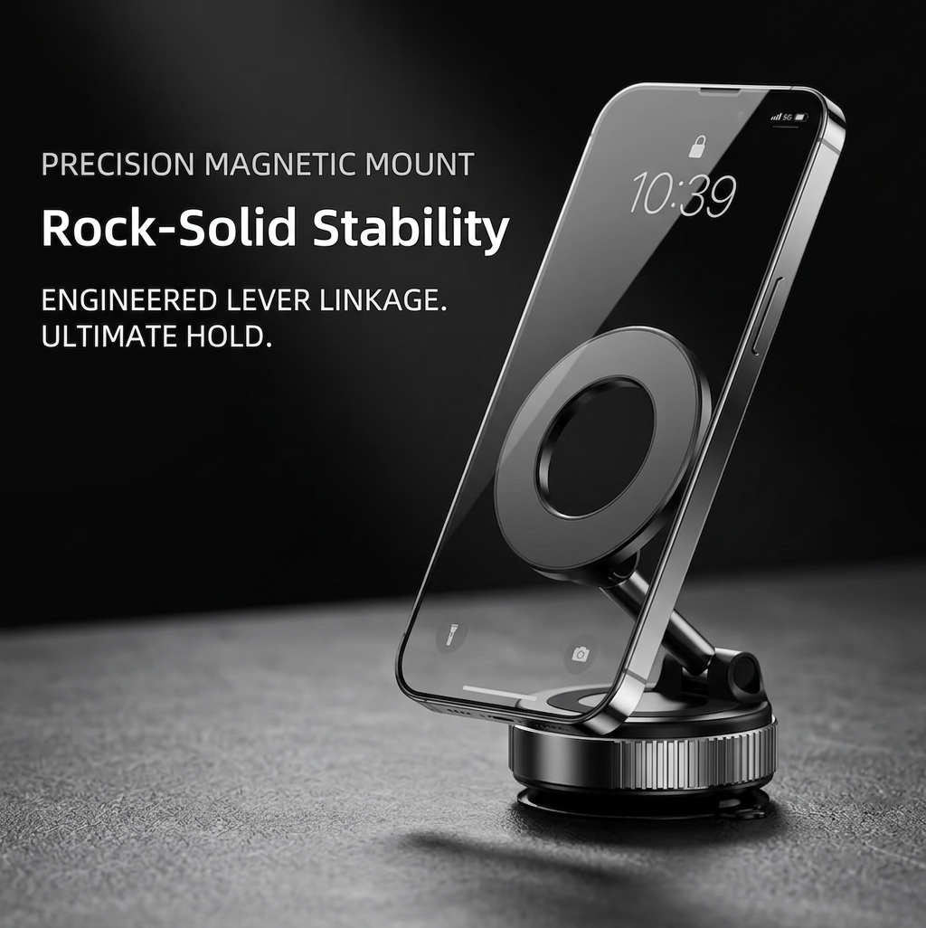TwistLock Pro Kit holding a phone upright at an angle on a dark surface